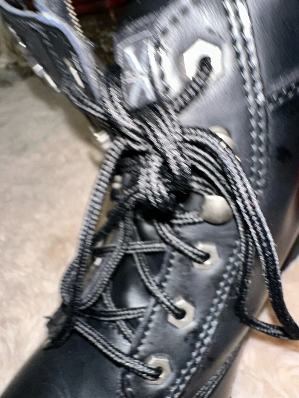 Xelement 1505 Men’s Black Leather Motorcycle Boots Side Zip Lace Up Biker Size 9